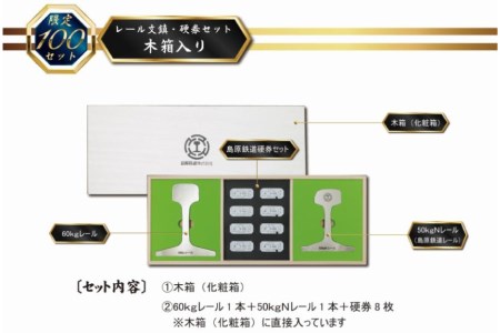 AG128【数量限定】島原鉄道 レール文鎮・硬券セット＜木箱入り＞