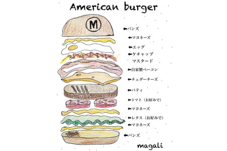 【AH003】magali ハンバーガーセット 【ジューシー / 肉厚 / ボリューム満点 】