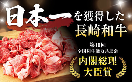 【6回定期便】【訳あり】長崎和牛 切り落とし 赤身 モモ バラ 500g(250g×2) / 長崎和牛 A5ランク ワケあり 小間切れ / 諫早市 / 野中精肉店 [AHCW013]