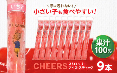 CHEERS アイススティック ストロベリー 9本 / いちご イチゴ 苺 アイス シャーベット アイスキャンデー 果汁 100％ こども おやつ / 諫早市 / 圭昭園[AHAZ008]