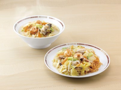 〈具材付〉冷凍ちゃんぽん・皿うどん各2食長崎ちゃんぽんお取り寄せ / 長崎ちゃんぽん 皿うどん うどん チャンポン /  諫早市 / サンクスラボ株式会社 [AHCH004]