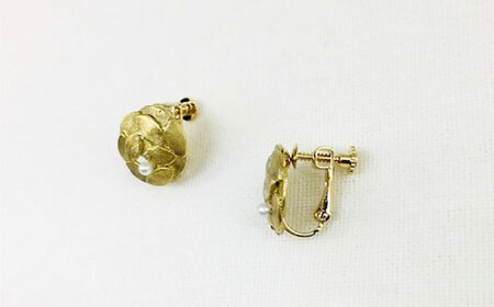 重なる葉 ピアス イヤリング 淡水 パール 大村市 Barie[ACYO001]