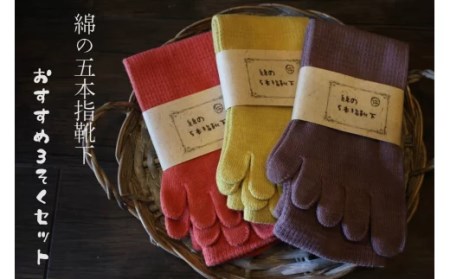 0514.綿の五本指靴下 おすすめ3点セットB