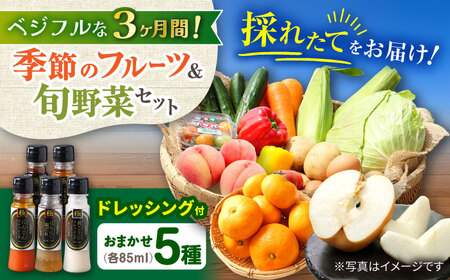 【3回定期便】野菜・果物の詰合せと極みドレッシング85ml×5本 / 野菜 やさい 果物 くだもの フルーツ ふるーつ ドレッシング  / 大村市 / おおむら夢ファームシュシュ [ACAA218]