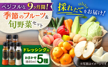 【9回定期便】野菜・果物の詰合せと極みドレッシング85ml×5本 / 野菜 やさい 果物 くだもの フルーツ ふるーつ ドレッシング  / 大村市 / おおむら夢ファームシュシュ [ACAA220]