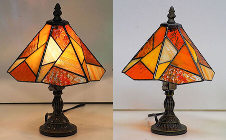 スタンド型 ランプ 「 色彩 」 オレンジ / 照明 ライト ランプ ステンドグラス / 大村市 / ステンドグラス工房ウォークオン [ACZT011]