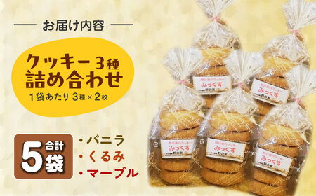 クッキー3種詰め合わせ 6枚入り 5袋 / クッキー 焼菓子 詰合せ セット ギフト / 大村市 / 大又農園 野の実 [ACZO006]