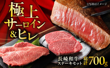 長崎和牛 ヒレステーキ 約150g×2枚 ＋ サーロインステーキ 200g×2枚 総計700g / ステーキ すてーき ヒレ ひれ ヒレ肉 ヒレステーキ サーロイン 和牛 牛 牛肉 / 大村市 / まるしん商会[ACCD009]