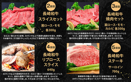 【5回定期便】長崎 和牛 食べ比べ コース-1 定期便 牛肉
