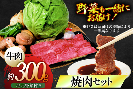 焼き肉 牛肉 長崎和牛 焼肉セット 小 300g 安心の地元 野菜付 [ひらど新鮮市場 長崎県 平戸市 hr42bgy400172]