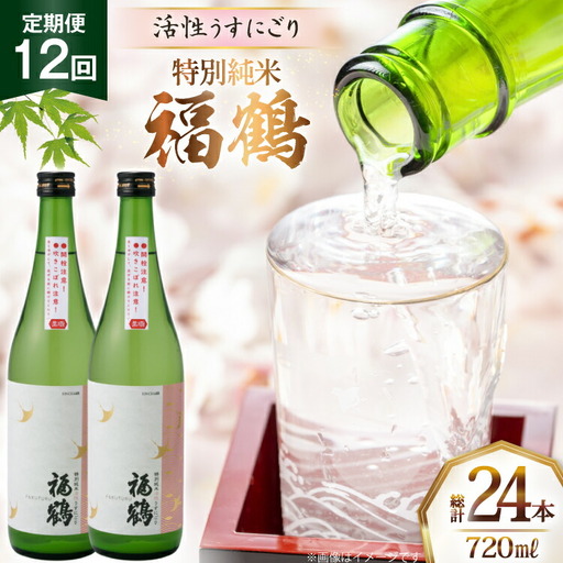 酒 日本酒 福鶴 特別純米 活性うすにごり 720ml 計2本 12回 定期便 [福田酒造 長崎県 平戸市 hr42bgy410120]