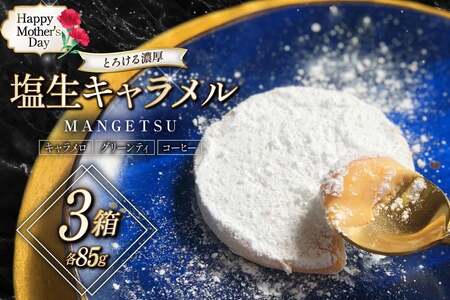 【期間限定発送】 【母の日ギフト】 キャラメル スイーツ MANGETSU   キャラメロ グリーンティー コーヒー 85g 3種 各1個 計3個 [firando 長崎県 平戸市 hr42bjo520001]