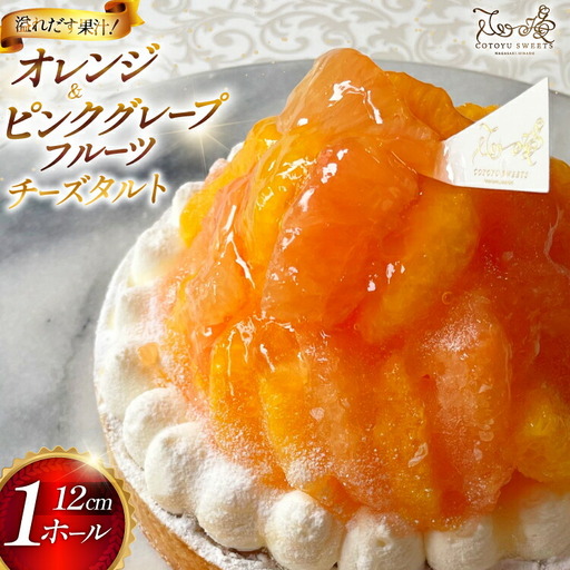 フルーツ タルト オレンジ ＆ ピンク グレープフルーツ チーズタルト 1ホール 12cm [心優-Cotoyu Sweets- 長崎県 平戸市 hr42bjo490195]
