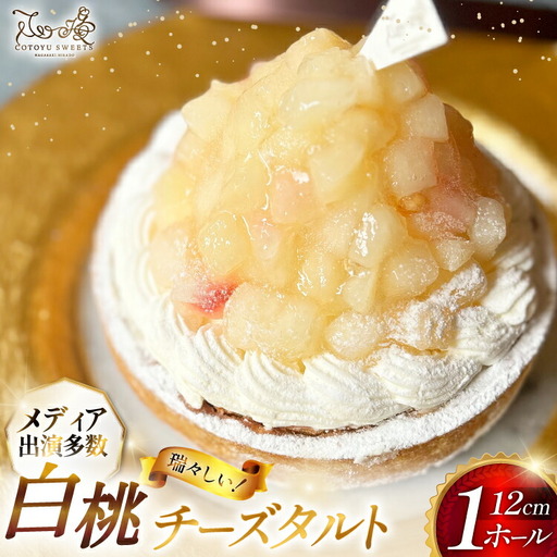 桃 ケーキ 白桃 チーズ タルト 1ホール 12cm [心優-Cotoyu Sweets- 長崎県 平戸市 hr42bjo490198]