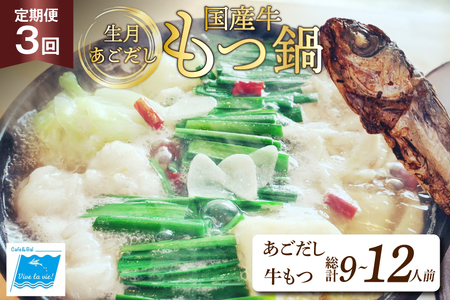 もつ鍋 あごだし セット 3～4人前 3回 定期便 総計 9～12人前 [Vive la vie! 長崎県 平戸市 hr42bgy420513]