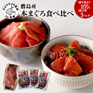 鷹島産本まぐろ食べ比べ「切落し200gと漬け丼85g×3P」( マグロ 本マグロ 鷹島産本マグロ まぐろ丼 本マグロ赤身 本マグロ中トロ 本まぐろ大トロ マグロ切り落とし 本マグロ切り落とし )【B4-052】