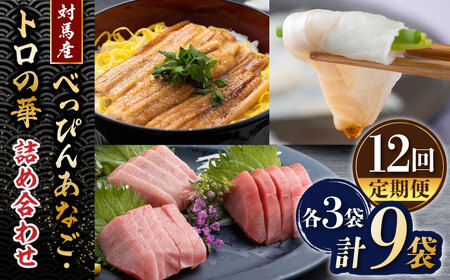 【全12回定期便】べっぴんあなご・トロの華の詰め合わせ対馬 新鮮 マグロ 鮪 赤身 中トロ 大トロ アナゴ 穴子 魚介 刺身 鮮度抜群 ご褒美  [WAQ011] 9,000円