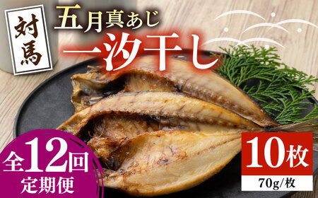【全12回定期便】対馬 五月 真あじ 一汐干し 10枚 新鮮 アジ 干物 [WAI044]