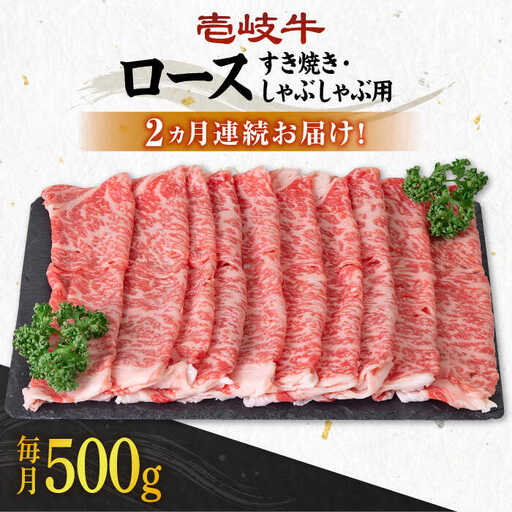 【全2回定期便】 壱岐牛 ロース 500g（すき焼き・しゃぶしゃぶ用）《壱岐市》【壱岐市農業協同組合】 肉 牛肉 すき焼き しゃぶしゃぶ  赤身 [JBO122] 64000 64000円