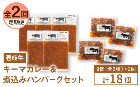 【全2回定期便】壱岐牛煮込みハンバーグキーマカレーセット《壱岐市》【壱岐味噌工房】黒毛和牛 ブランド牛 九州  牛肉 簡単 [JBW035] 12,000円