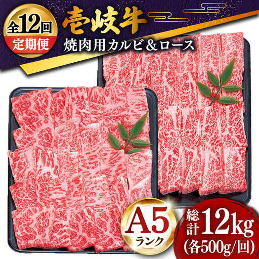 【全12回定期便】壱岐牛 焼肉 （ロース・カルビ）各500g《壱岐市》【土肥増商店】[JDD017]肉 牛肉 焼き肉 カルビ ロース BBQ 赤身