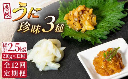 【全12回定期便】壱岐 うに 珍味 3本 セット 【下久商店株式会社】[JBZ033] 204000 204000円