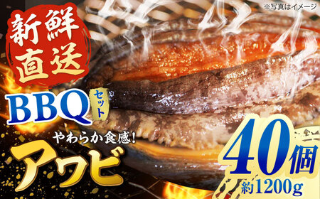 【日付指定必須】五島産養殖 アワビ・バーベキューセット 40個セット 約1200g 五島市/（有）都工業 BBQ あわび 鮑[PEX008]
