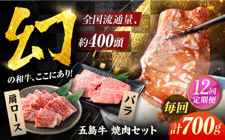 【12回定期便】五島牛焼肉700g（肩ロース300g/バラ 400g） 五島市/ごとう農業協同組合[PAF013] 冷凍 国産牛 牛肉 ブランド牛 焼き肉 セット