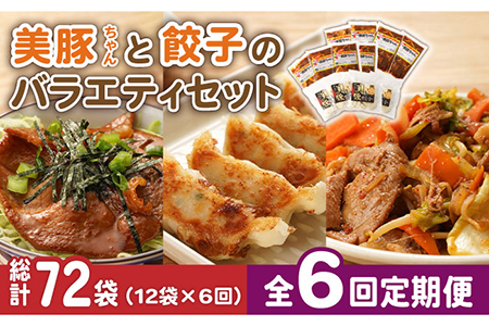 【全6回定期便】美豚ちゃんと餃子のバラエティセット おかず 簡単 レトルト （3種×4袋 計12袋詰合せ）【長崎フードサービス】 [PEL035]