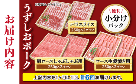 6回定期便 豚肉 大人気3種セット計1.5kg CAG220 国産豚 豚肉 国産豚 バラ