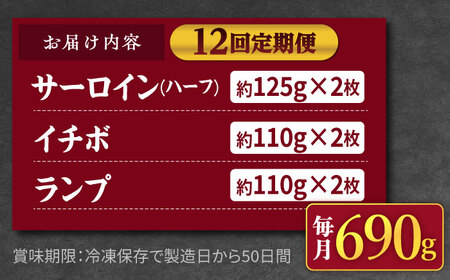 12回定期便 長崎和牛 ステーキ 食べ比べ CAG241 ステーキ