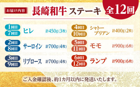 12回定期便 長崎和牛 ステーキ セット<株式会社 黒牛> CBA046 ヒレ