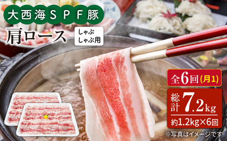 6回定期便 大西海SPF豚 肩ロース しゃぶしゃぶ 計1.2kg 訳あり ＜大西海ファーム＞ [CEK093] しゃぶしゃぶ