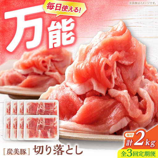 【3回定期便】長崎県産 豚 切り落とし 2kg CFA014 国産豚 こま切れ 便利 小分け