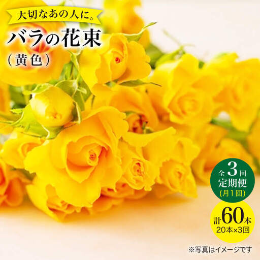【3回定期便】バラ の 花束 （黄）＜花工房るふらん＞ [CCR032]