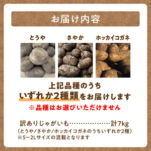 【数量限定】訳ありじゃがいも7kg 訳あり じゃがいも ホッカイコガネ とうや さやか セット いも 芋 数量限定_S001-0010