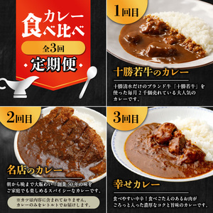 【3回定期便】清水町自慢のカレー食べ比べ定期便【レトルトだから温めるだけ カレー 常備食 保存食 ブランド牛 防災 備蓄 牛肉カレー 国産 ごはんのお供 キャンプ飯 十勝若牛 ブランド牛 赤身肉 レトルトカレー カレー 備蓄 災害 キャンプ飯 温めるだけ 湯煎 国産 惣菜 牛肉カレー ビーフカレー 贈り物 お取り寄せ 北海道 清水町】_S999-0003