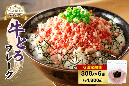 【6回定期便】人気の牛とろフレーク 300g【定期便 牛とろ丼 セット 牛とろフレーク 15人前 300g ぎゅうとろ 牛肉 牛トロ フレーク 15食分 ご飯にかけるだけ】_S006-0061