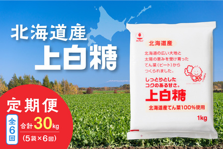 【隔月6回定期便】ホクレンの上白糖1kg×5袋【 てん菜 北海道産 砂糖 お菓子 料理 調味料 ビート お取り寄せ 北海道 清水町 】_S012-0034