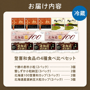 国産大豆100％使用した登喜和食品の納豆4種を食べ比べ！ 登喜和食品　4種食べ比べセット 納豆 国産大豆 100% 使用 安心 安全 健康食品_S044-0006
