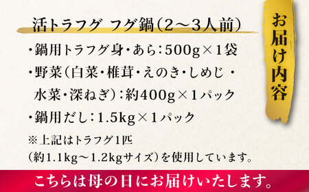 【母の日にお届け！】トラフグフグ刺し・フグ鍋セット（2〜3人前）  / ふぐ フグ 河豚 トラフグ ふぐ刺し なべ 鍋 / 南島原市 / ながいけ [SCH071]