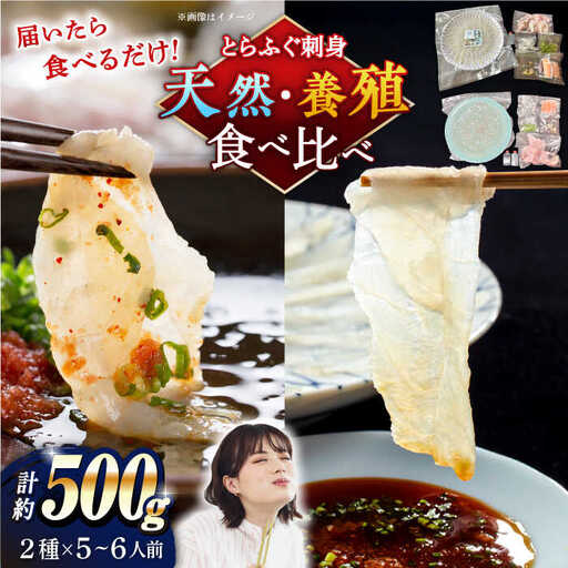【2026年3月下旬?発送】【豪華食べ比べ！】南島原の天然・養殖とらふぐ刺身セット 各5?6人前 / ふぐ フグ 河豚 トラフグ ふぐ刺し / 南島原市 / 大和庵 [SCJ034]