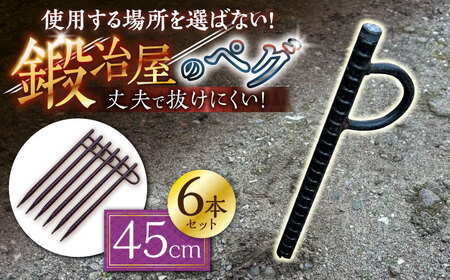 鍛造ペグ 45cm 6本セット/ キャンプ キャンプ用品 ペグ キャンプ場 アウトドア用品 / 南島原市 / 重光刃物鍛造工場[SEJ017] 10,080円