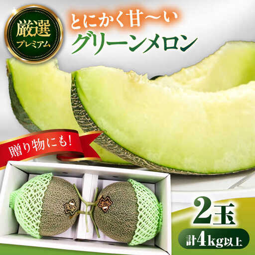 【2026年7月上旬〜発送】【平成新山メロンPREMIUM（とみちゃん厳選）】グリーンメロン 2玉 / メロン めろん 青肉 糖度 2玉 果物 くだもの フルーツ ふるーつ 旬 高級 ギフト / うえだメロン園 [SAD003]