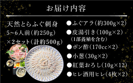 【2025年3月下旬〜発送】南島原産 天然 とらふぐ 刺身 5〜6人前 ×2 Wセット（2箱） / ふぐ フグ トラフグ ふぐアラ 魚 ヒレ酒  / 南島原市 / 大和庵 [SCJ020]