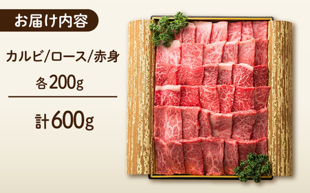 長崎和牛 焼肉3種セット 計600g（カルビ＆ロース＆赤身 各200g)[ECT025] 国産 長崎和牛 焼肉 牛肉 焼肉セット 国産 焼肉セット 和牛 焼肉 BBQ 焼肉 焼肉セット