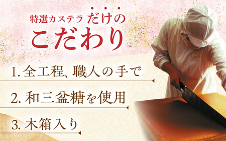 【全6回定期便】【木箱】特撰カステラ2号（1号580g×2本）長与町/文明堂総本店[EAK037]  カステラ かすてら 文明堂 長崎カステラ 贈答 ギフト 和菓子 熨斗 手作り 黄色い ざらめ ザラメ 定期便 定期