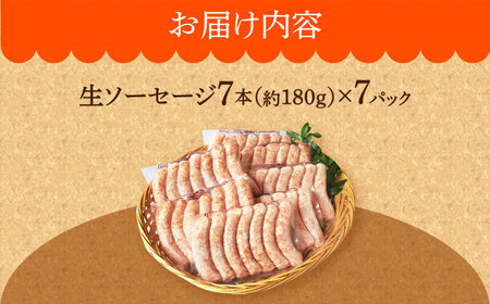 【計49本】 生ソーセージ 詰め合せ セット 7本入り×7袋  /長与町/雪の浦手造りハム  [EAM026] ソーセージ そーせーじ ウインナー ういんなー 小分け 冷凍 詰合せ 詰め合わせ セット おつまみ バーベキュー BBQ 