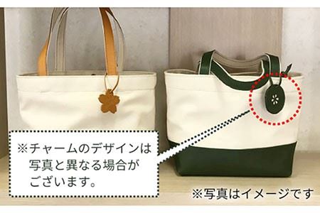 帆布と革のトートバッグ（グリーン）[EBG005]  ハンドメイド 帆布バッグ 手提げバッグ