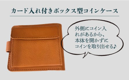 牛革 二つ折り財布（キャメル/ブラック）[EBG012]  ハンドメイド 財布 革小物